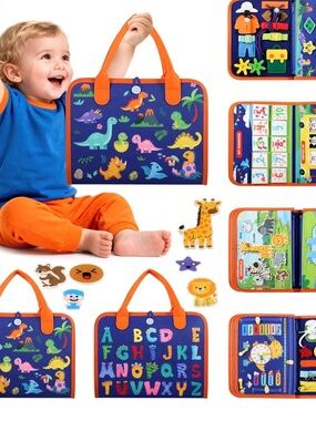 Amazon Kids Dinosaur Learning Carry Case – Navy & Orange Interactive Book